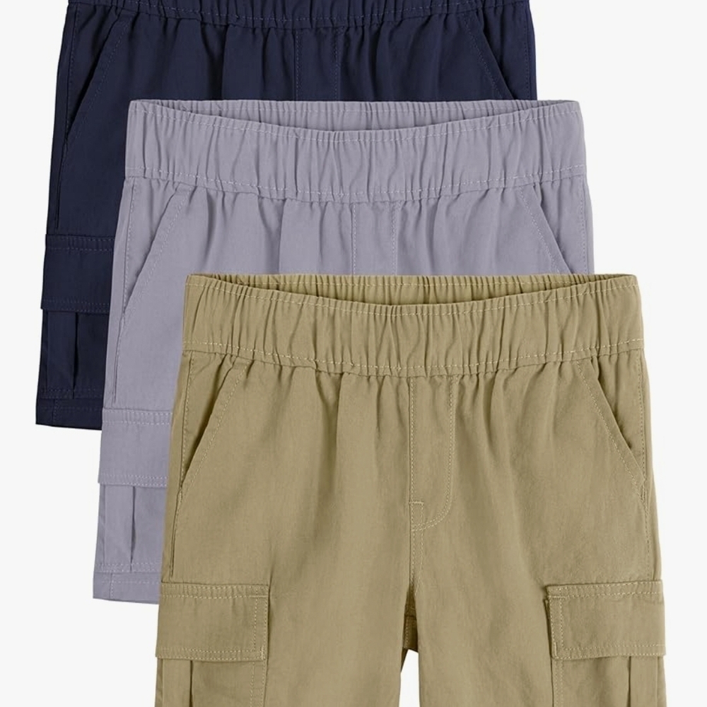Stylish Kids boys Cargo Shorts Trio - Navy, Gray, Tan